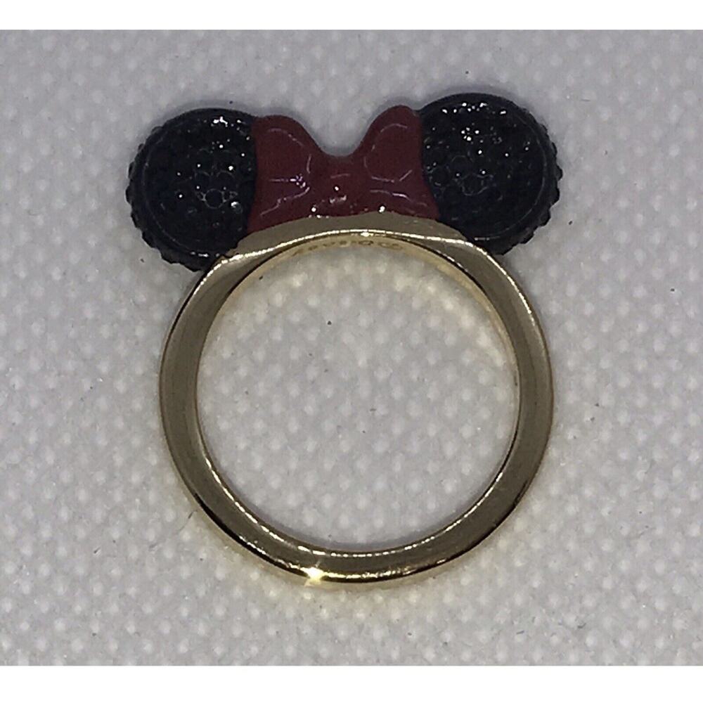 Kate Spade X Disney Minnie Mouse Ears Limited Edition Gold Plate Ring Pave Sz 7